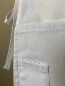 UPDATE, White, Poly/Cotton, Solid, Twill, 4 Pockets/Compartments, Self Ties at Waist, Multiples