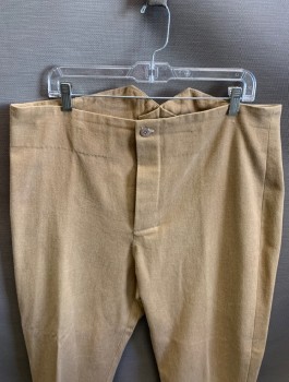 N/L MTO, Khaki Brown, Cotton, Wool, Military Breeches, "Teddy Roosevelt", Twill, Knee Length, Button Fly, Buttons At Leg Openings, 2 Back Pockets, Belted Detail In Back, Made To Order