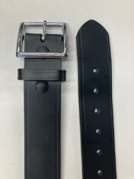 Unisex, Fire/Police Belt, BOSTON, 42, Black, Leather, Silver Open Buckle