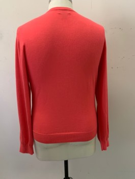 Mens, Pullover Sweater, JOSEPH & LYMAN, Pink, Cashmere, Solid, XL, V-N, L/S