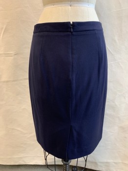 Womens, Suit, Skirt, J. CREW, Navy Blue, Wool, Solid, 4, Pencil Skirt, 1 1/4" Waistband, Back Zip