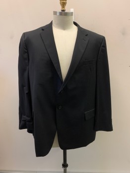 JOSEPH & FEISS, Black, Wool, Solid, Single Breasted, 2 Buttons, Notched Lapel, 3 Pockets,