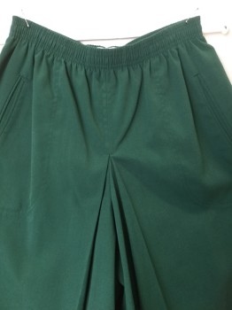 Womens, Skort, SOLO'S, Green, Cotton, Solid, W 26, Gathered 1-1/2" Waist Band, 2 Slant Pockets Front, Pleat Center Front