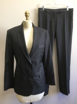 AREL STUDIO, Charcoal Gray, Wool, Solid, Single Breasted, 3 Buttons,  Peaked Lapel,