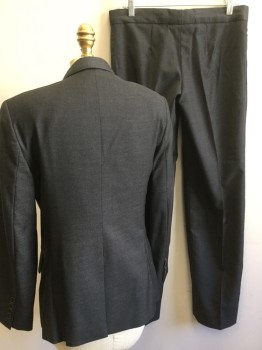 Womens, Suit, Jacket, AREL STUDIO, Charcoal Gray, Wool, Solid, 34B, Single Breasted, 3 Buttons,  Peaked Lapel,