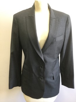 Womens, Suit, Jacket, AREL STUDIO, Charcoal Gray, Wool, Solid, 34B, Single Breasted, 3 Buttons,  Peaked Lapel,