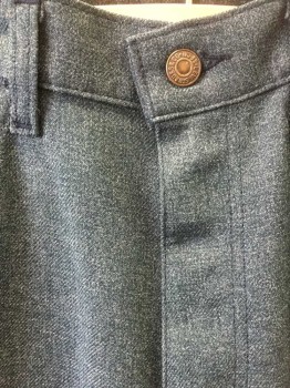 Mens, Pants, LEVI STRAUSS, Dk Blue, Polyester, Solid, Ins:30, W:36, Twill, Flat Front, Zip Fly, 4 Pockets, Belt Loops, Boot Cut,