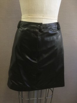 Womens, Skirt, Mini, ESPRIT, Black, Poly Vinyl Cloride, Polyester, Solid, 5/6, Zip Front, Belt Loops,