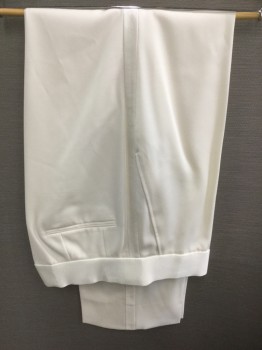 Mens, Formal Pants, MTO, Bone White, Wool, 43R, Made To Order, Faille Waistband and Side Stripe