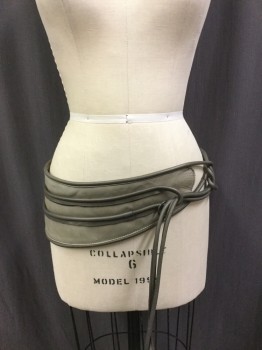 Unisex, Sci-Fi/Fantasy Belt, MTO, Gray, Taupe, Faux Leather, Stripes, M/L, Very Versatile, Loops and Lacing