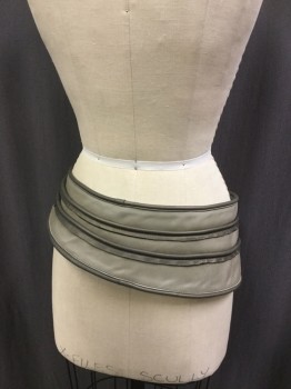Unisex, Sci-Fi/Fantasy Belt, MTO, Gray, Taupe, Faux Leather, Stripes, M/L, Very Versatile, Loops and Lacing