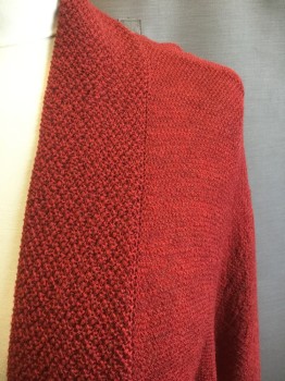 EILEEN FISHER, Red, Wool, Solid, 1 Brass Button, Seed Stitch Center Front, Long