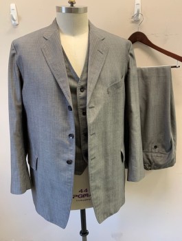 SIAM COSTUMES MTO, Gray, Lavender Purple, Wool, Stripes - Pin, Single Breasted, Double Edge-stitched Notched Lapel, 3 Buttons,  3 Pockets,