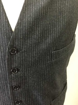 MTO, Charcoal Gray, White, Wool, Stripes - Pin, 6 Buttons, 4 Pockets, Felted Wool, Solid Cotton Twill Back,