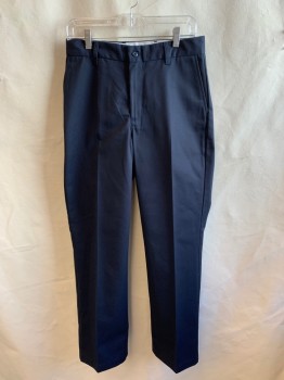 Childrens, Pants, CLASSROOM , Navy Blue, Polyester, Cotton, Solid, 30/31, 1.5" Waistband with Belt Hoops, Flat Front, Zip Front, 4 Pockets