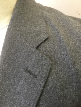 Mens, Sportcoat/Blazer, J.CREW, Gray, Cotton, Wool, Solid, 42R, Single Breasted, Notched Lapel, 2 Buttons, 3 Pockets, Hand Picked Stitching at Lapel, Slim Fit