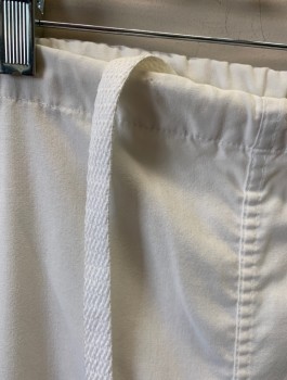 LANDAU, White, Poly/Cotton, Solid, Drawstring Waist, 1 Patch Pocket in Back
