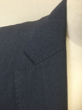 WOODY WILSON, Dk Blue, Wool, Solid, Herringbone, Single Breasted, Notched Lapel, 2 Buttons, 3 Pockets, Gray/Gold Changeable Self Stripe Lining, Made To Order