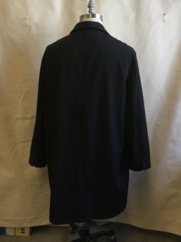 Mens, Coat, Trenchcoat, T.Y.M., Black, Polyester, Solid, XXL, 50, Single Breasted, Hidden Placket Front, Collar Attached, Long Sleeves, 2 Pockets, Doubles