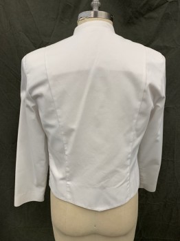 Mens,  Waiter Jacket, UTY, White, Poly/Cotton, Solid, 40, Button Loop Front, Brass Removable Buttons, Mandarin Collar, Long Sleeves, Multiples