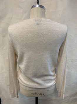 Mens, Pullover Sweater, J CREW, Oatmeal Brown, Cashmere, Heathered, S, Crew Neck