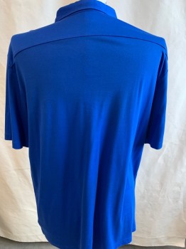 Mens, Polo, MICHAEL KORS, Blue, Cotton, Solid, XLT, Short Sleeves, Collar Attached  3 Button Front