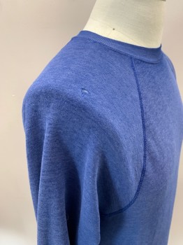 NL, Blue, Acrylic, Cotton, Heathered, CN, Pullover, L/S, Moth Holes On Shoulder & Back, Stains Through Out
