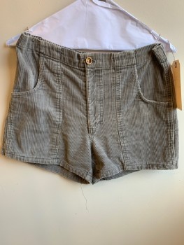 SOUTH BAY, Gray, Cotton, Faded, Corduroy, 2 Front Pkts, 1 Rear Pkt, Elastic Waist At Back