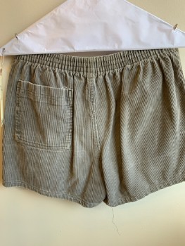 SOUTH BAY, Gray, Cotton, Faded, Corduroy, 2 Front Pkts, 1 Rear Pkt, Elastic Waist At Back