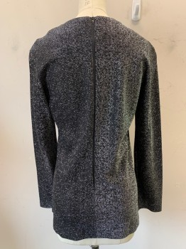 LOLL EASE, Black, Silver, Rayon, Metallic/Metal, 2 Color Weave, L/S, Zip Back, CN, Evening/Club
