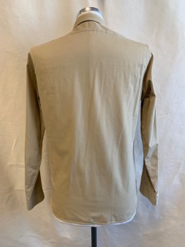 Mens, Shirt, Military Uniform, NO LABEL, Khaki Brown, Cotton, 15/33, C.A., Button Front, 2 Chest Pockets, Epaulets, L/S
