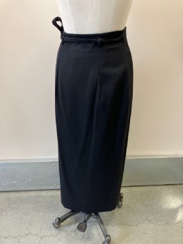 Womens, Skirt, N/L, Black, Cotton, Solid, H34, W27, Straight Style, Wrap Around, CF Darts, Fabric Belt with Belt Loops