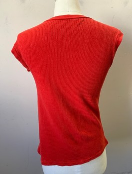 Mens, Tank, FULL TIME, Red, Cotton, Solid, M, Waffle Texture Jersey, Crew Neck, Sleeveless, Rib Knit Arm Openings,