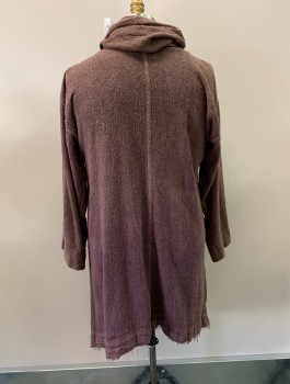 Mens, Robe, NL, Brown, Cotton, Solid, 44, Cowl Neck, L/S, *Aged/Distressed*