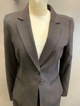 CLASSIQUES, Brown, Wool, Cotton, Speckled, Notched Lapel, Single Breasted, 2 Buttons, 2 Welt Pockets, 2 Vertical Seams, 1 Button at Cuff