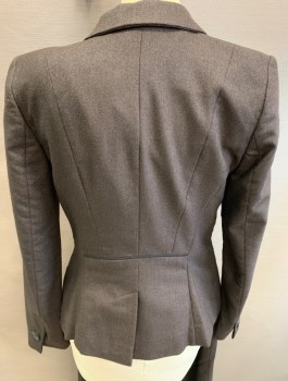 Womens, Suit, Jacket, CLASSIQUES, Brown, Wool, Cotton, Speckled, B:34, Notched Lapel, Single Breasted, 2 Buttons, 2 Welt Pockets, 2 Vertical Seams, 1 Button at Cuff