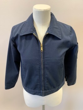 Childrens, Jacket, DICKIES, Navy Blue, Poly/Cotton, Solid, S(8), Zip Front, L/S, Welt Pockets, Shoulder Patch Pocket, Fleece Lined, Waistband Adjusters