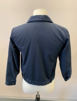 DICKIES, Navy Blue, Poly/Cotton, Solid, Zip Front, L/S, Welt Pockets, Shoulder Patch Pocket, Fleece Lined, Waistband Adjusters