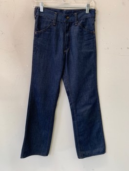 Womens, Jeans, TOUGHSKINS, Indigo Blue, Polyester, Cotton, Solid, 27/30, Snap Front,zip Fly, Front Slash Pockets , Smallish Patch Pockets on Rear , Gold Contrast Stitching