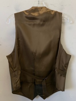 Mens, 1990s Vintage, Suit, Vest, CHAPS, Brown, Wool, Solid, 40, 4 Button, 2 Pocket