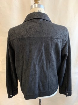 Mens, Casual Jacket, INC, Black, Poly/Cotton, Textured Fabric, XL, Zip Front, 2 Pockets, Silver Snaps
