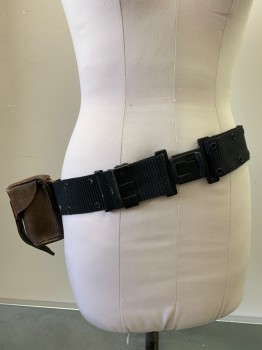 Unisex, Sci-Fi/Fantasy Belt, N/L, Black, Brown, Synthetic, Leather, 36, Adjustable Webbing with Grommets, Leather Pouch Attached
