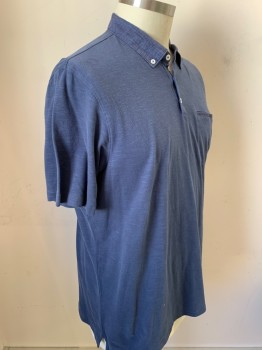GOOD MAN, Navy Blue, Cotton, Solid, S/S, Button Down Collar,