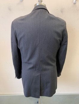 Mens, Suit, Jacket, JOS A. BANKS, Gray, Wool, Herringbone, 40L, Single Breasted, Notched Lapel, 2 Buttons, 3 Pockets