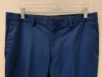 TOPMAN, Blue, Navy Blue, Polyester, Viscose, 2 Color Weave, F.F, Side Pockets, Zip Front, Belt Loops,