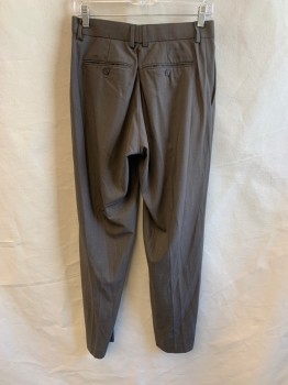 Mens, Suit, Pants, NAUTICA, Tobacco Brown, Wool, 30/32, Side Pockets, Zip Front, F.F, 2 Welt Pockets at Back