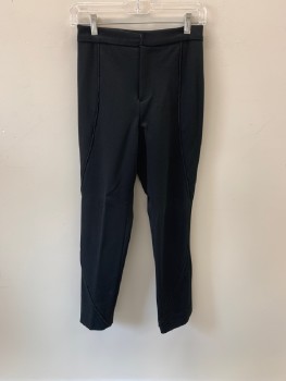 NL , Black, Polyester, High Waist, Zip Front, Black Textured Piping