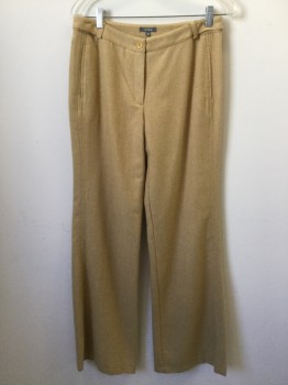 Womens, Suit, Pants, TATUUM, Camel Brown, Wool, Polyester, Solid, 4, W 30, Zip Fly, 2 Pockets, Hemstitch, Tab Buttons Sides Waist