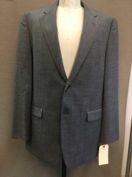 Mens, Suit, Jacket, MERONA, Gray, Wool, Heathered, 44L, Single Breasted, 2 Buttons,  Notched Lapel,