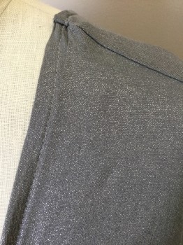 H&M, Iridescent Gray, Rayon, Solid, Glittery Gray Jersey, Sleeveless, V-neck with Knotted Detail at Center Front Bust